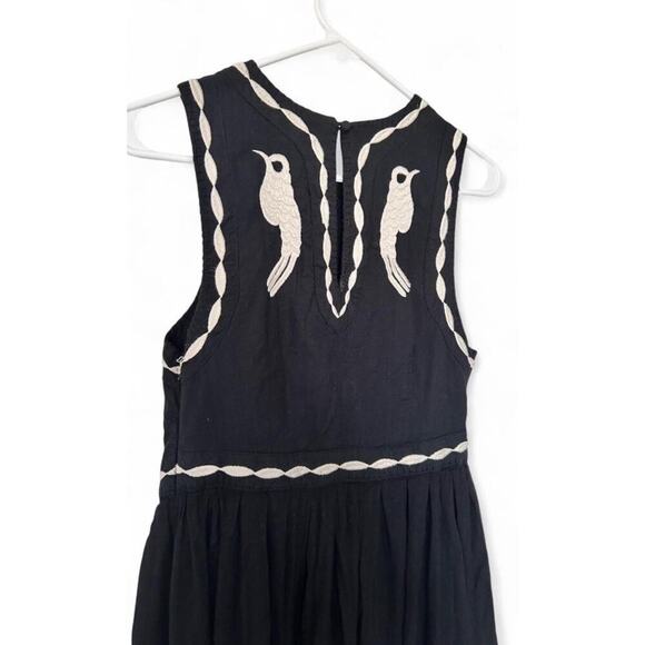 Free People Black Embroidered Birds Of A Feather Dress Women’s Size 4 Boho Short - Picture 9 of 10